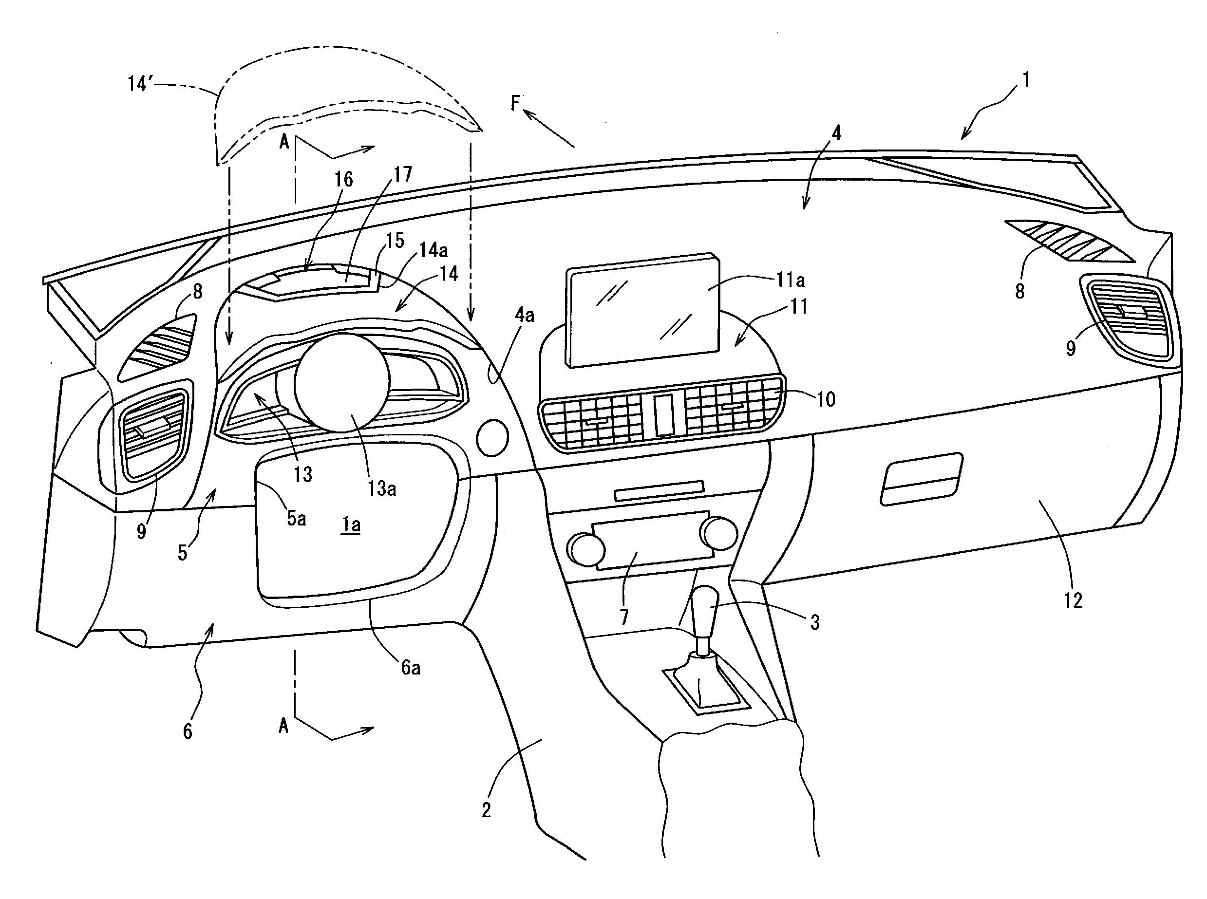 Attachment structure of information display device for vehicle