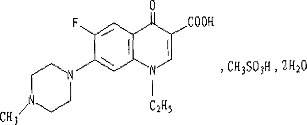 Pefloxacin mesylate injection and preparation method and application thereof