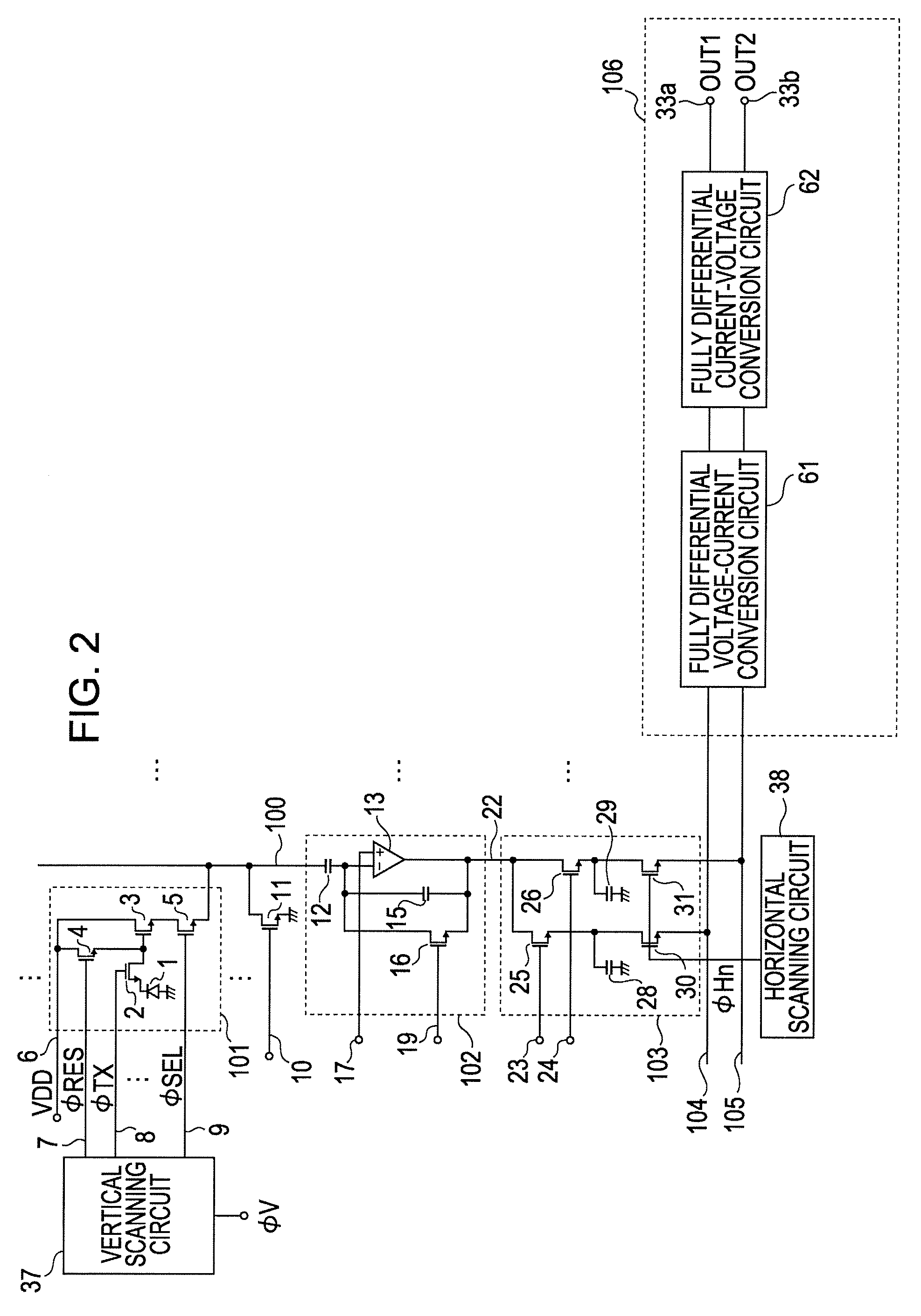 Photoelectric conversion apparatus with fully differential amplifier