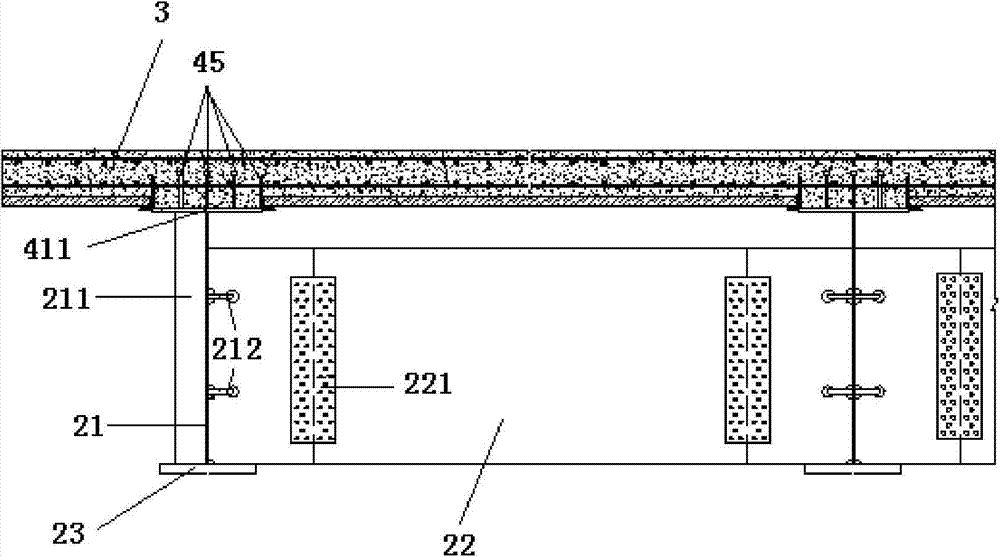 Prestressed steel box concrete combination continuous beam bridge structure and construction technology