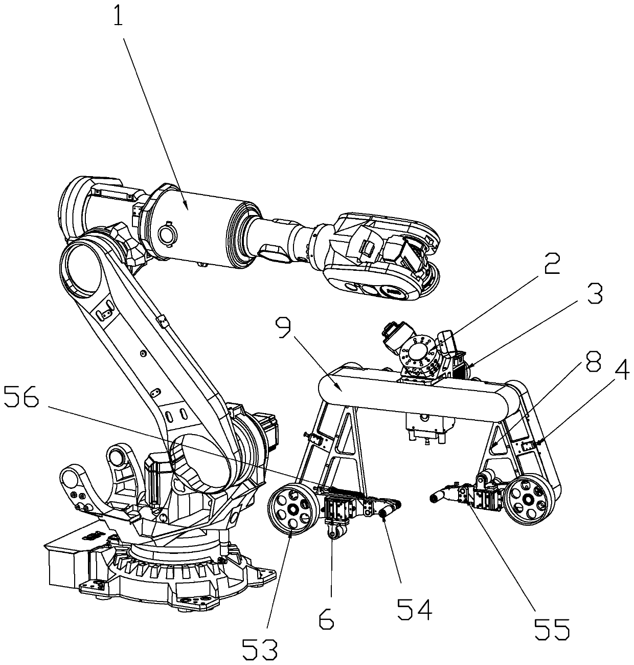 Rail weld joint grinding robot capable of achieving flexible grinding