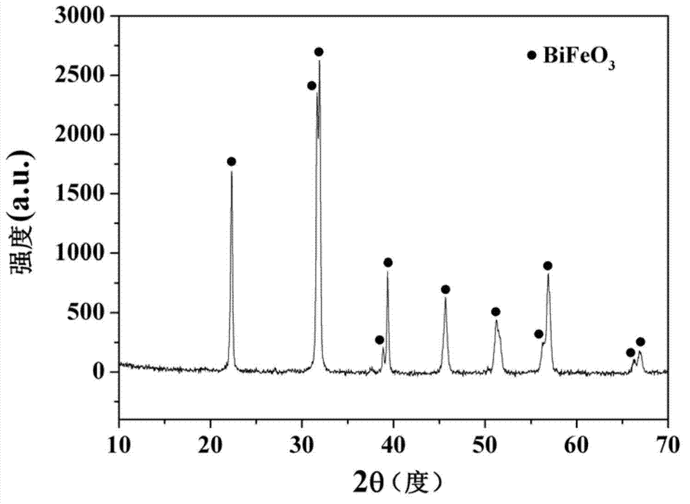 Method for preparing bismuth ferrite powder by solvothermal method