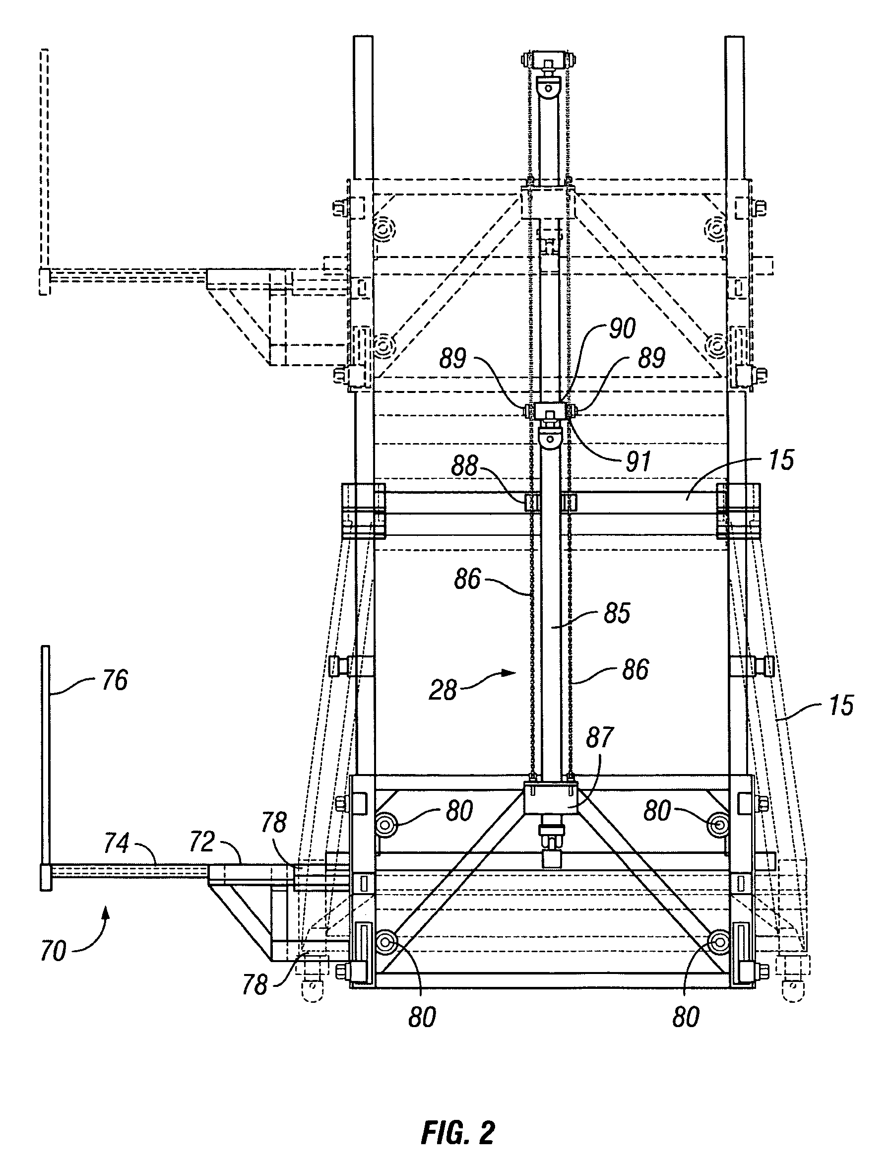 Automated system for positioning and supporting the work platform of a mobile workover and well-servicing rig