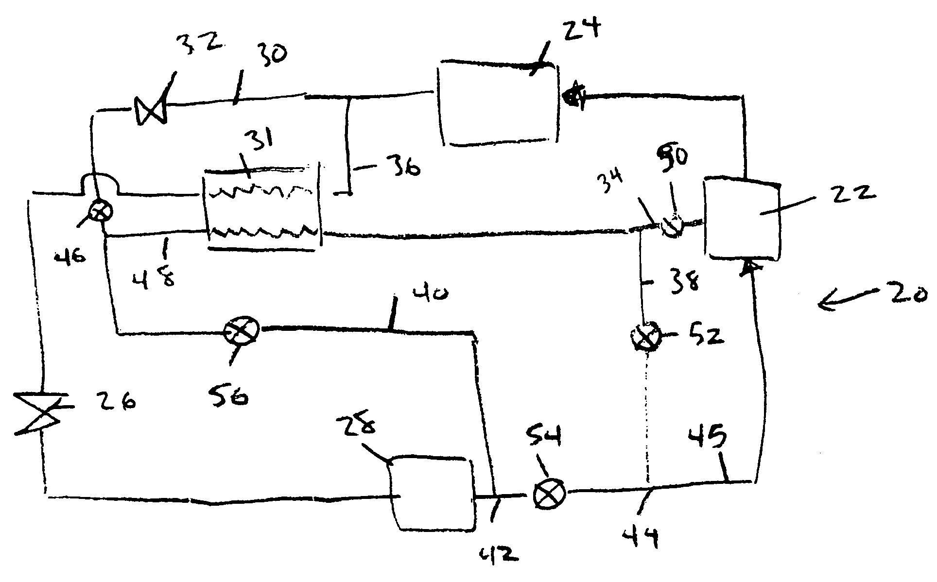 Refrigerant system with common economizer and liquid-suction heat exchanger