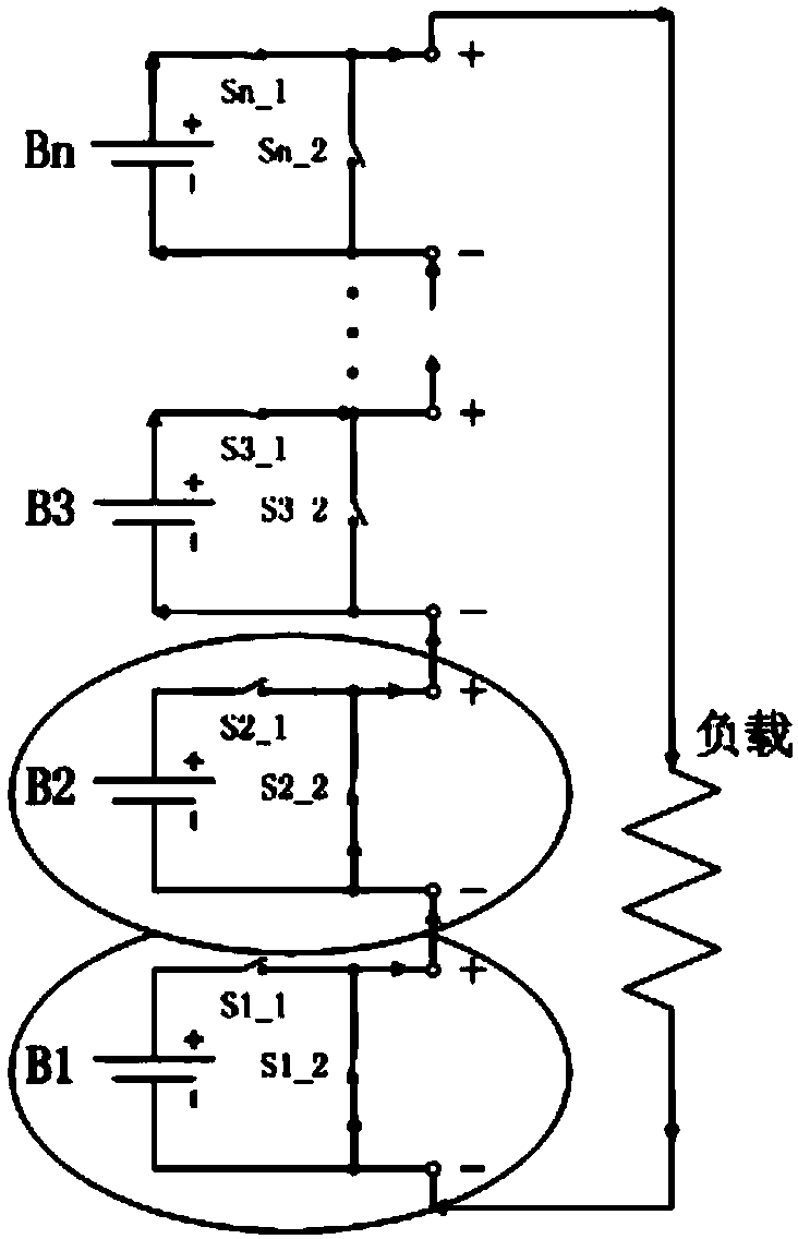 DC voltage reduction discharging and single-phase inversion discharging control circuit with adjustable battery pack serial structure and control method thereof