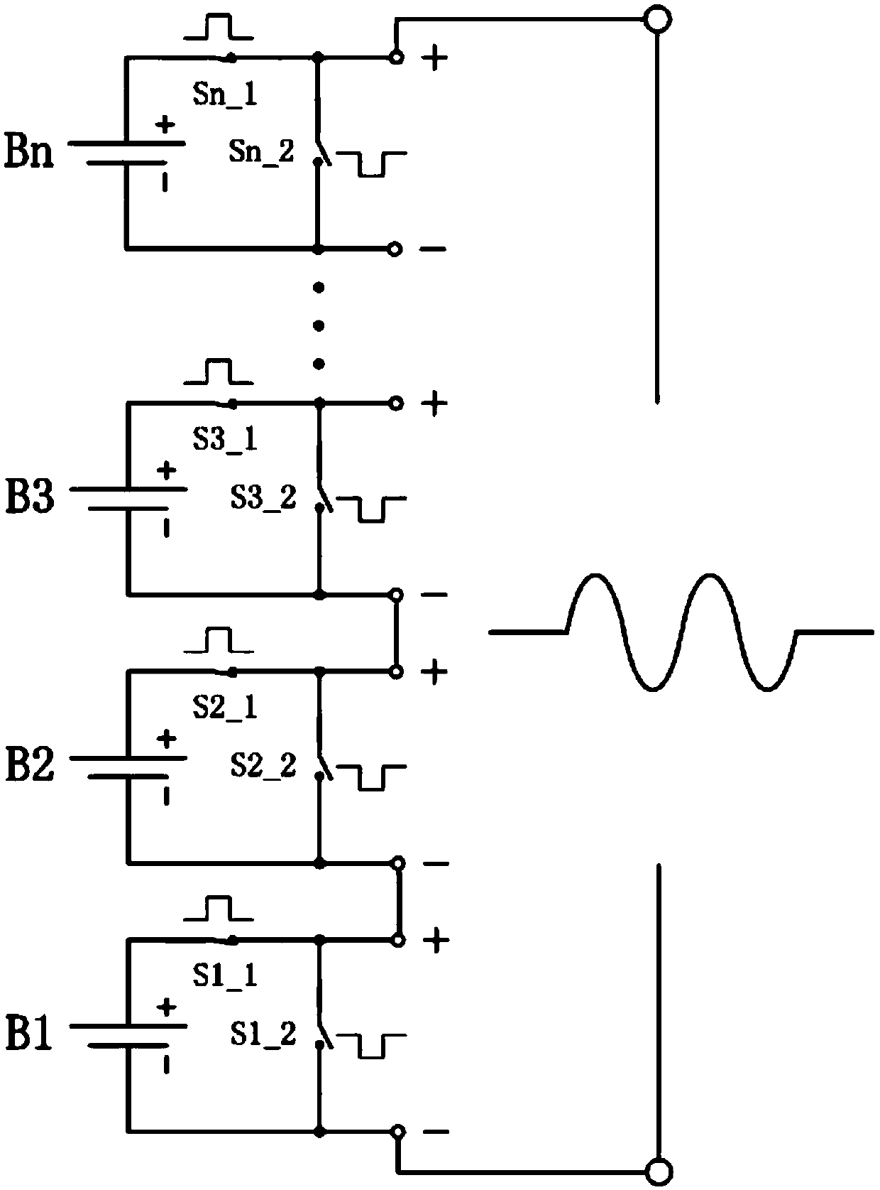 DC voltage reduction discharging and single-phase inversion discharging control circuit with adjustable battery pack serial structure and control method thereof