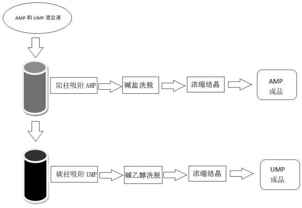 Recycling application of 5 '-AMP and 5'-UMP in nucleotide chromatographic separation