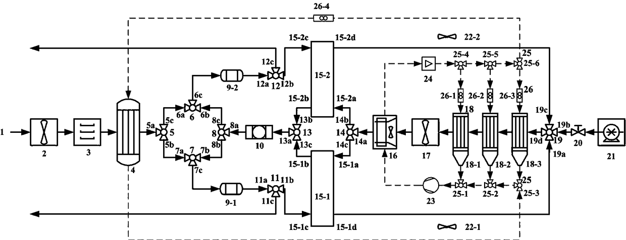 A multi-component VOCs adsorption condensation recovery device