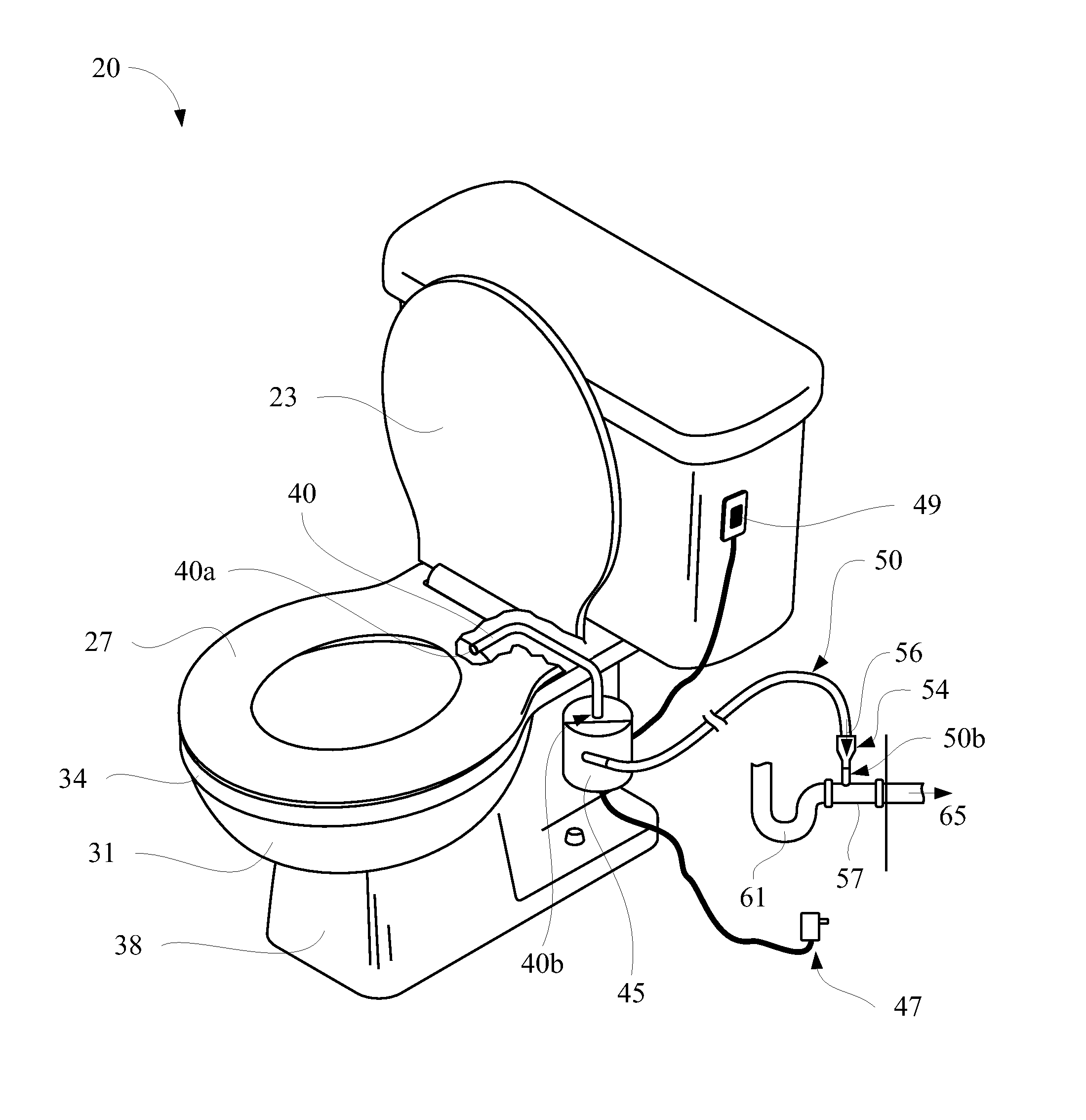 Toilet odor removal system