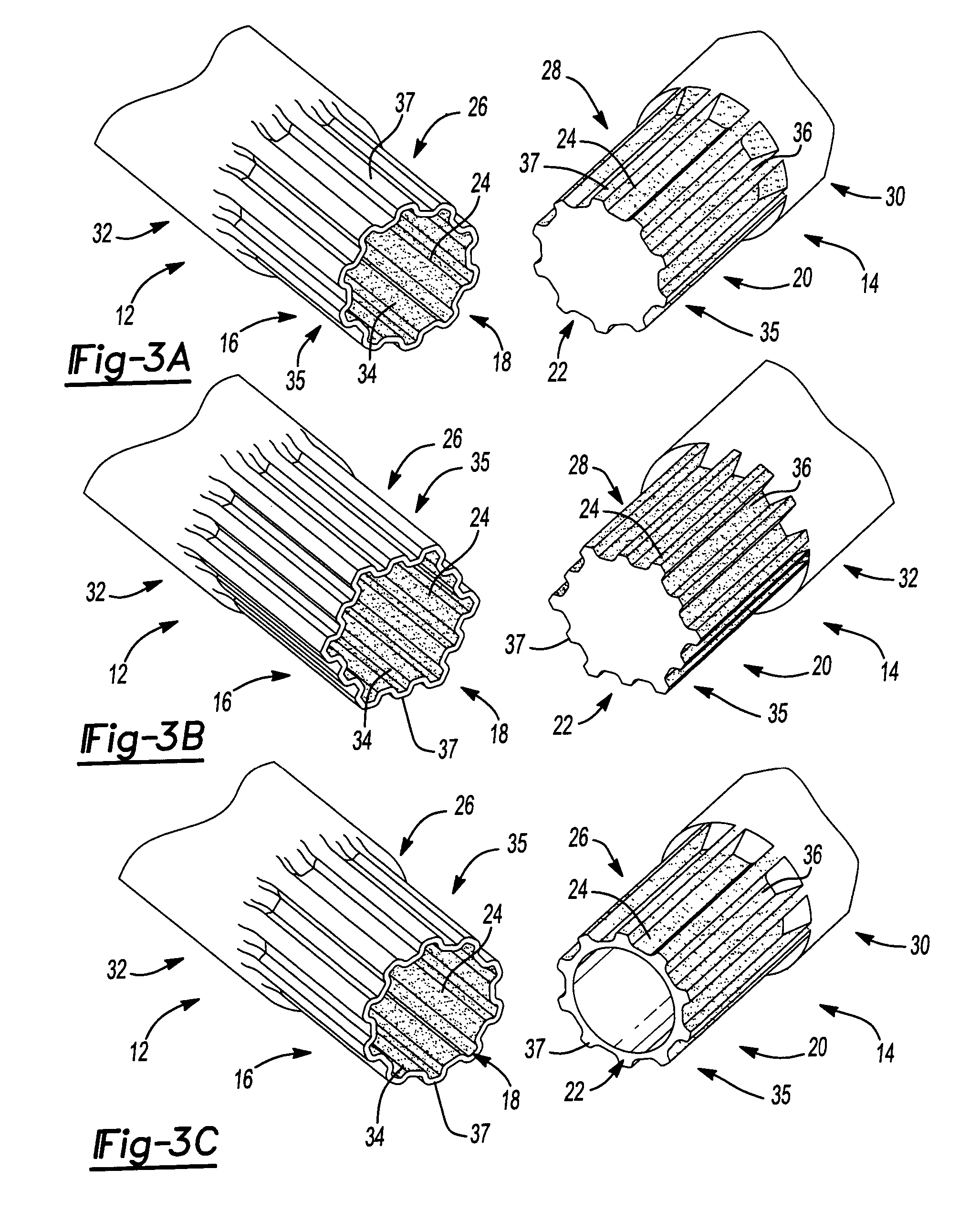 Method for forming a slip joint assembly with coated splines