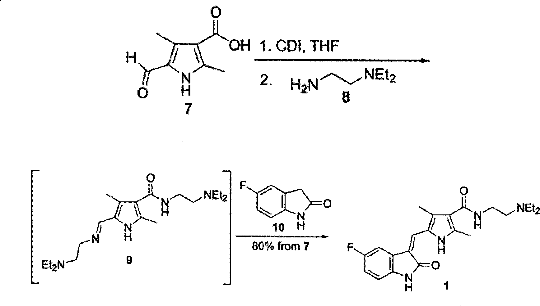 Method for synthesizing sunitinib alkali