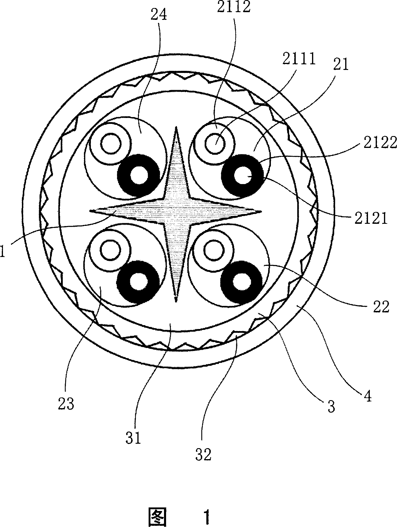 Non-shielding symmetrical data cable for 10G ethernet