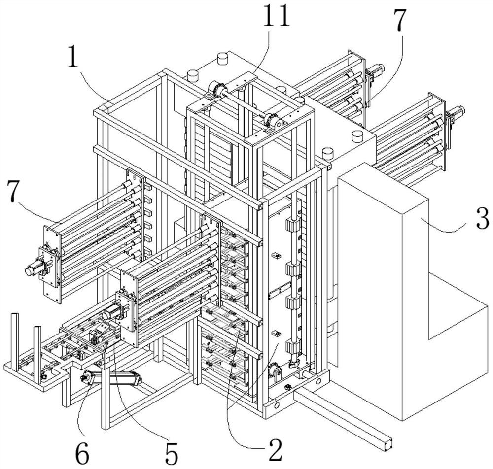 Material conveying device capable of circularly feeding and discharging material layers