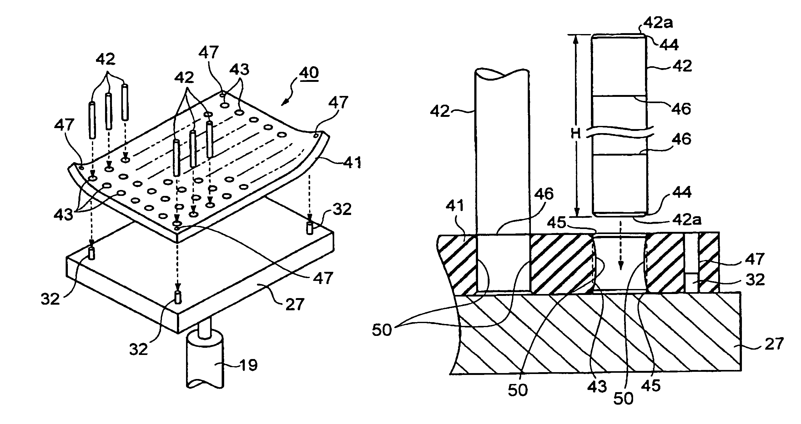 Board supporting mechanism, board supporting method, and component mounting apparatus and component mounting method using the same mechanism and method