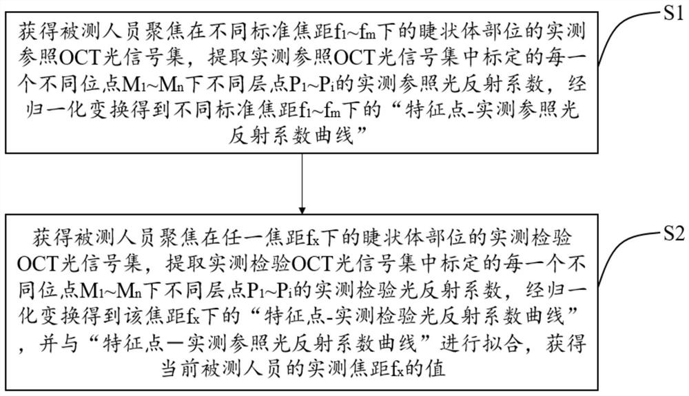 Human eye object focal length individual actual measurement detection method and device based on ciliary body