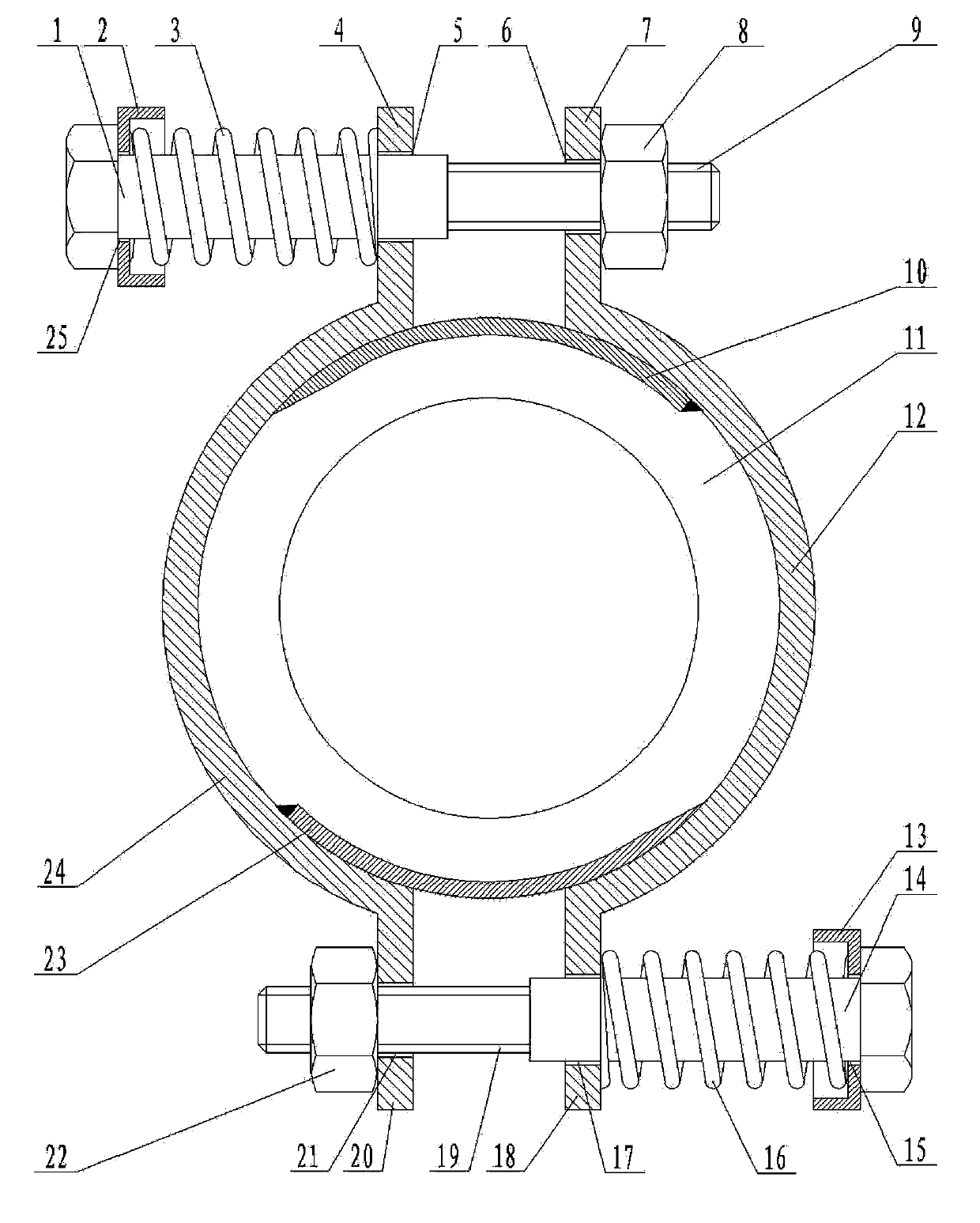 Spring pre-tightening pipe hoop