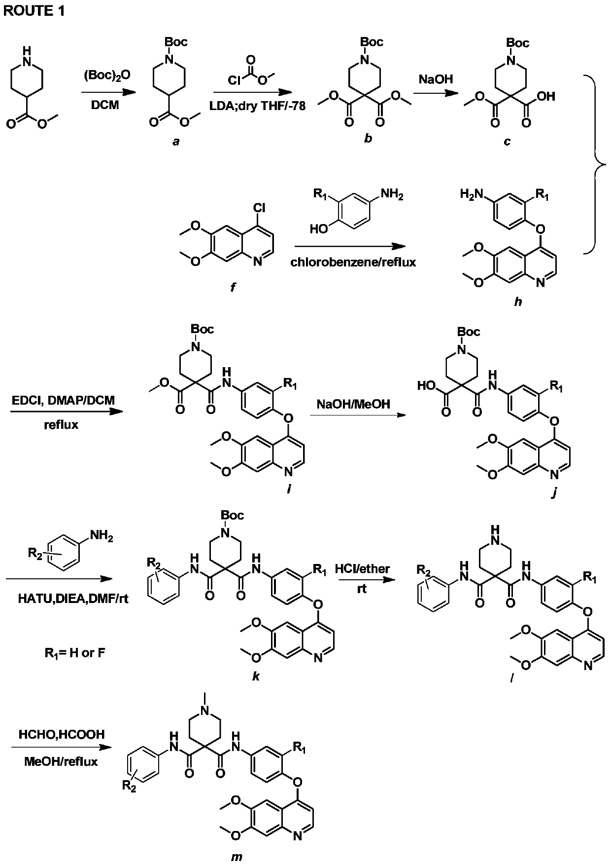 Quinoline multi-target kinase inhibitor with anti-tumor activity and preparation method thereof