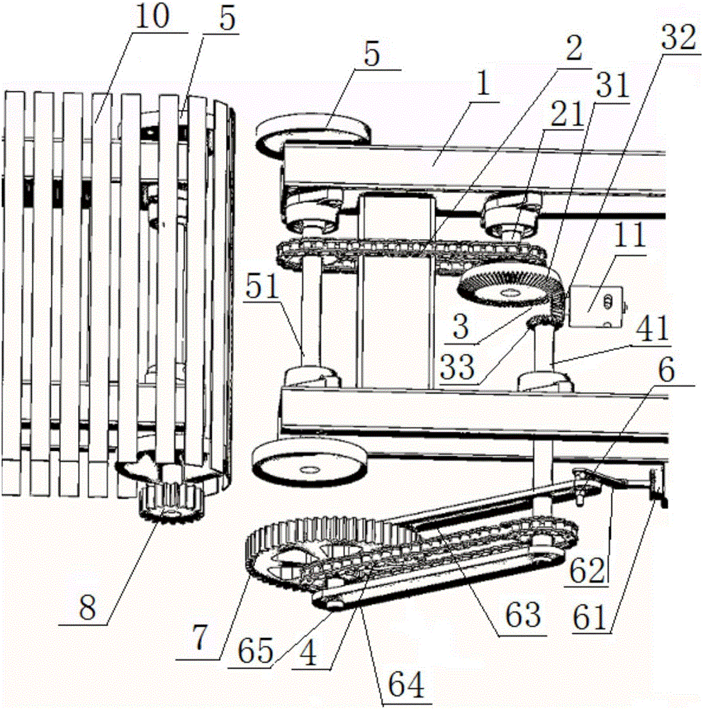 A clutch-type crawler transmission mechanism and a tower-type three-dimensional garage based on the mechanism