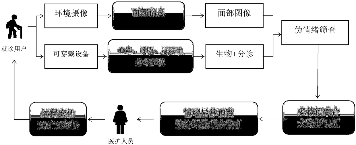 Multi-feature-fusion visited user emotion monitoring method