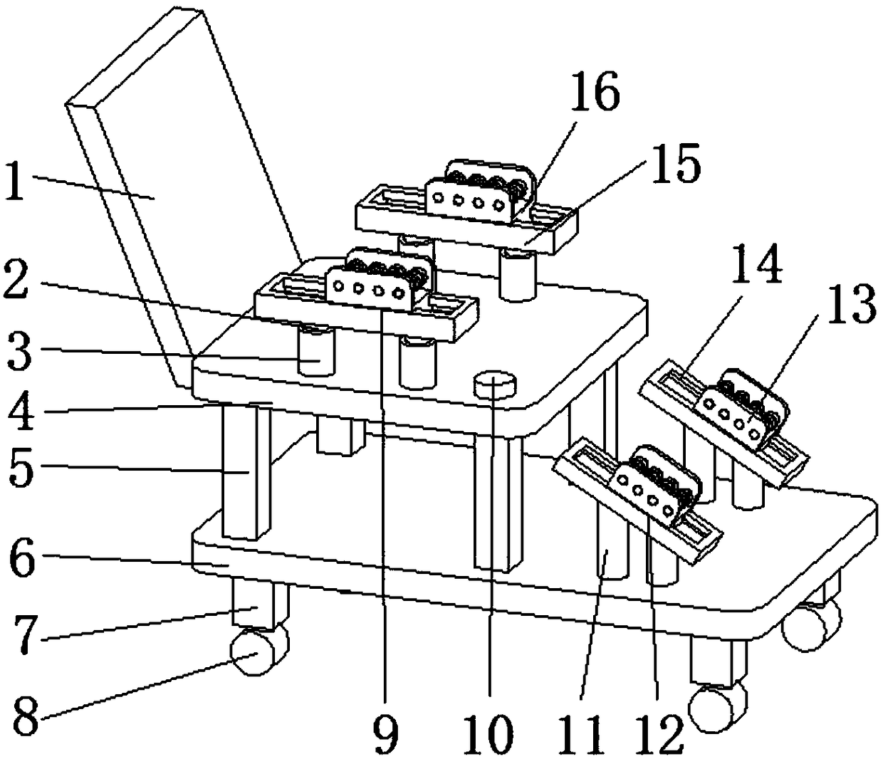 Clinical adjustment four-limb rehabilitation device for neurology department