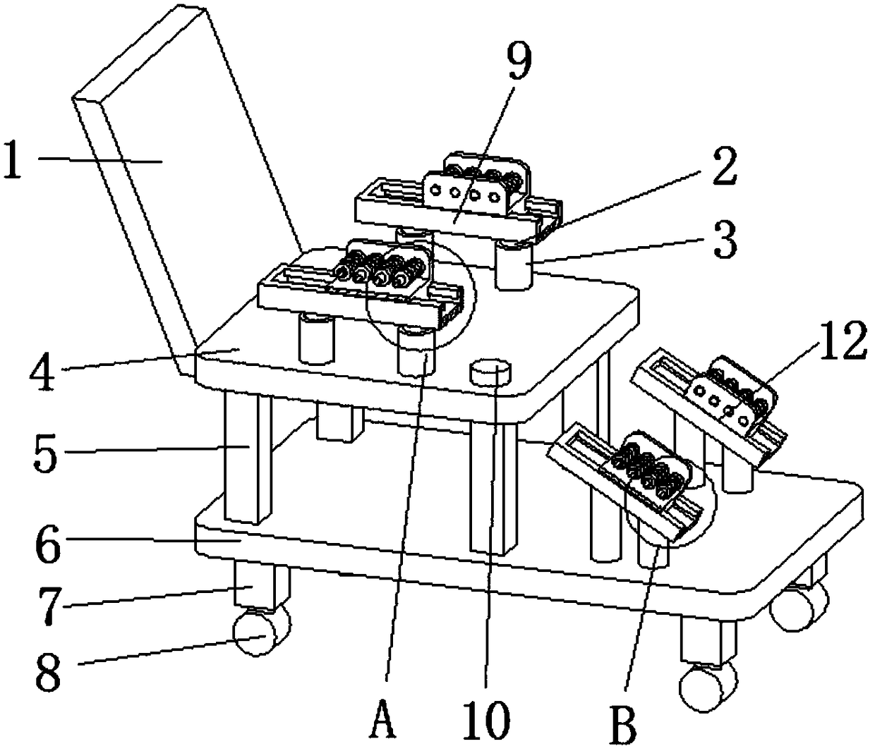 Clinical adjustment four-limb rehabilitation device for neurology department