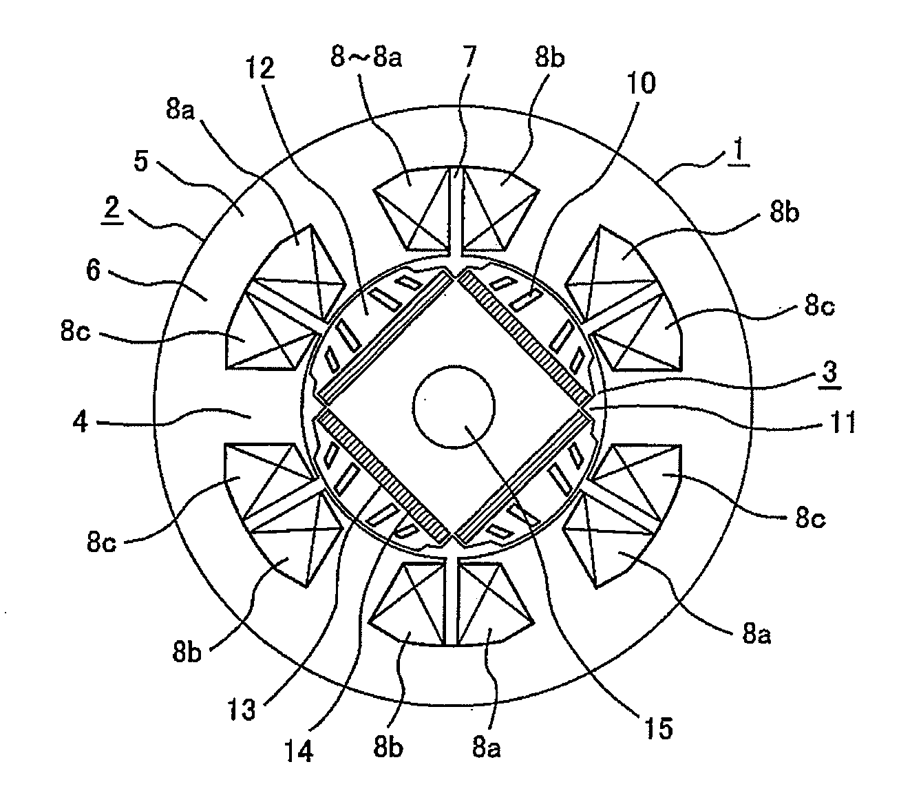 Permanent magnet type electric rotary machine and compressor using the same