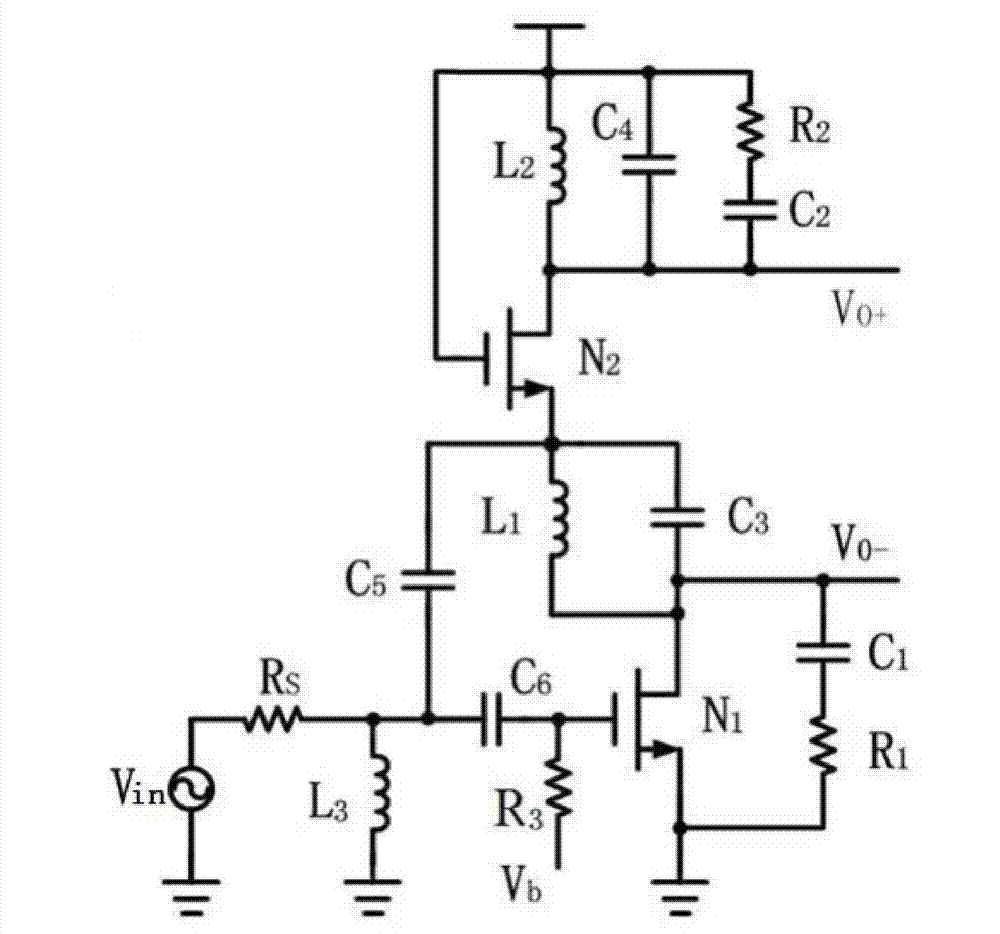 Low noise amplifier for current reuse and noise cancellation