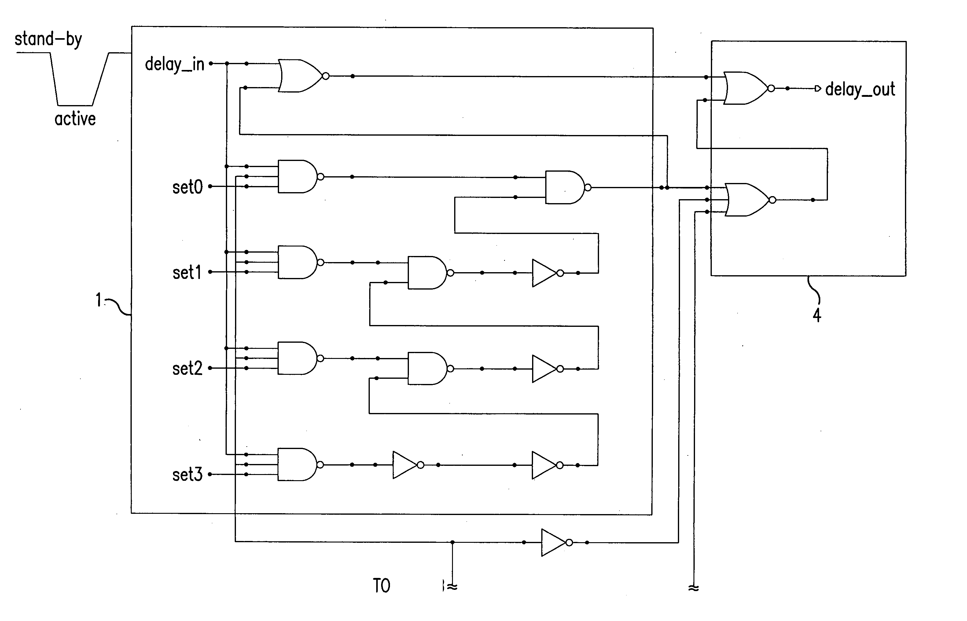 Split L2 latch with glitch free programmable delay