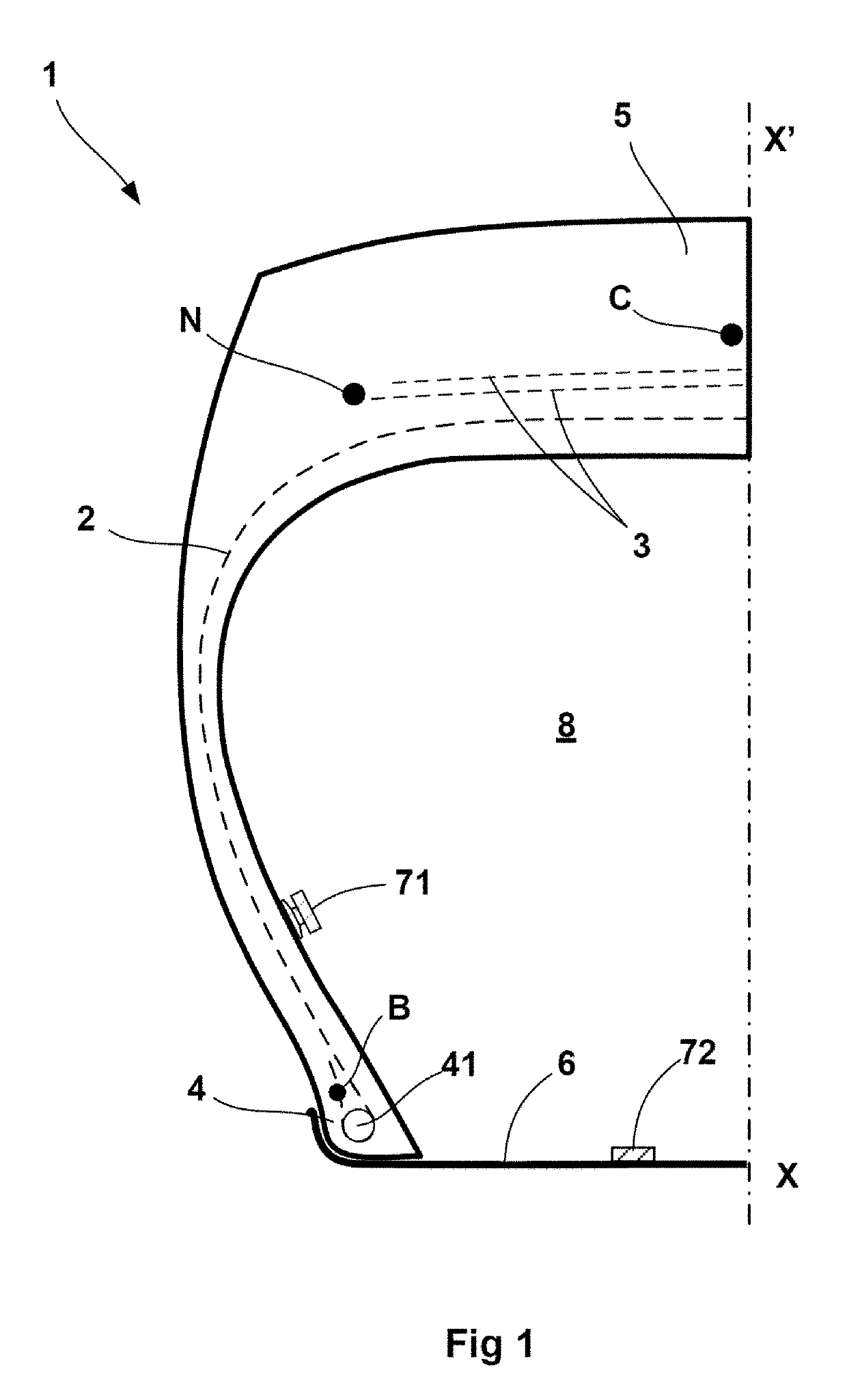 Method for determining the temperature of an internal part of the materials of a tire