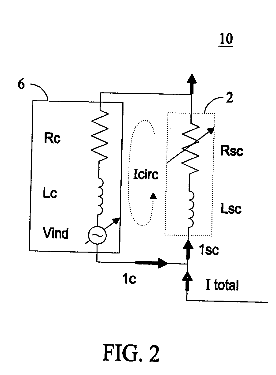 Superconducting FCL using a combined inducted magnetic field trigger and shunt coil