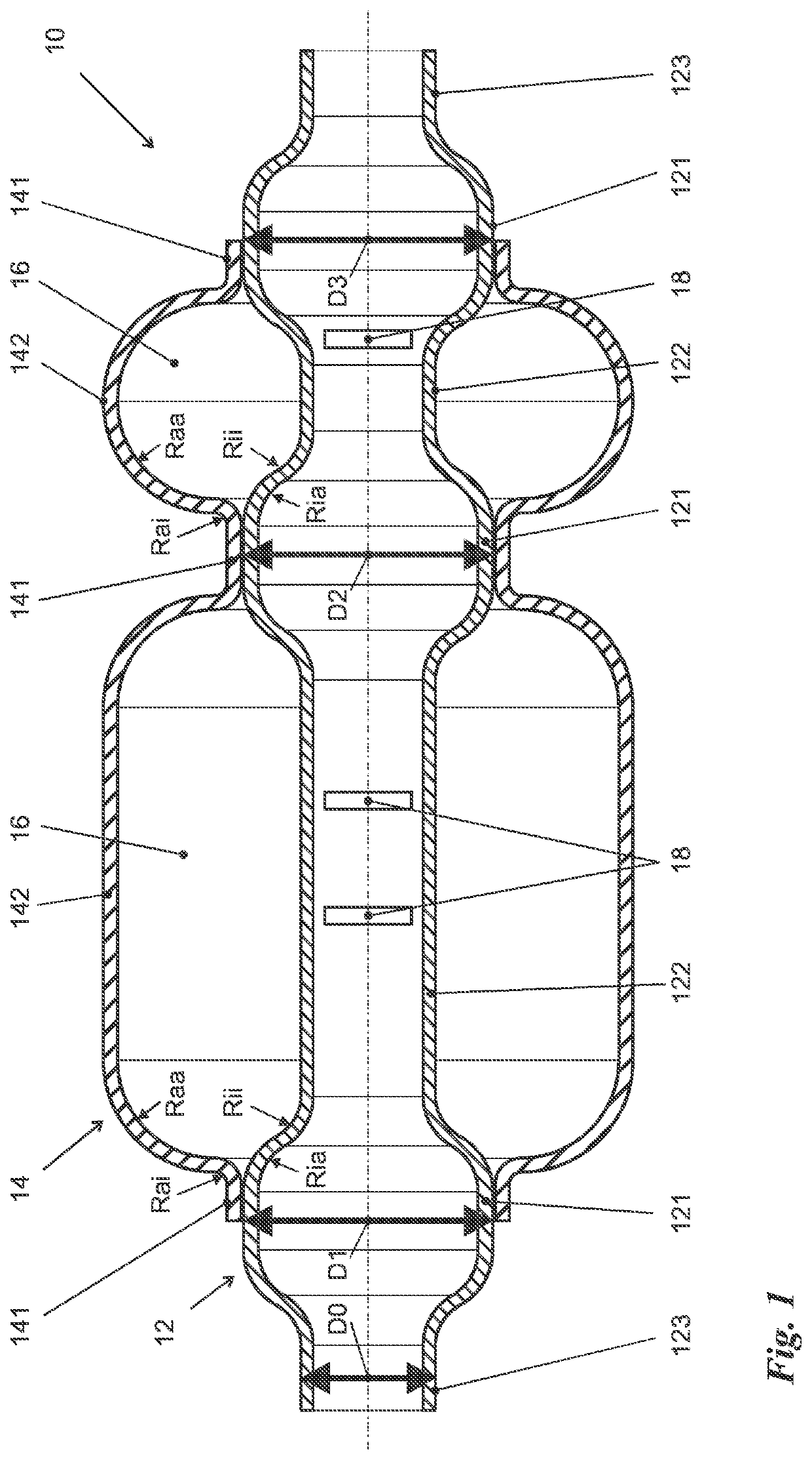 Sound attenuator for a fluid flow line and method of manufacturing the same