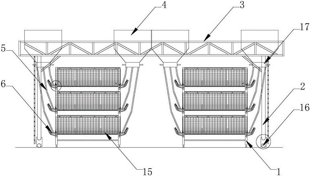 Laminated complete full-automatic breeding cage for broilers