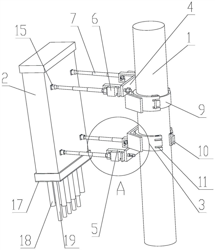 Small base station communication equipment antenna supporting and clamping device and method thereof