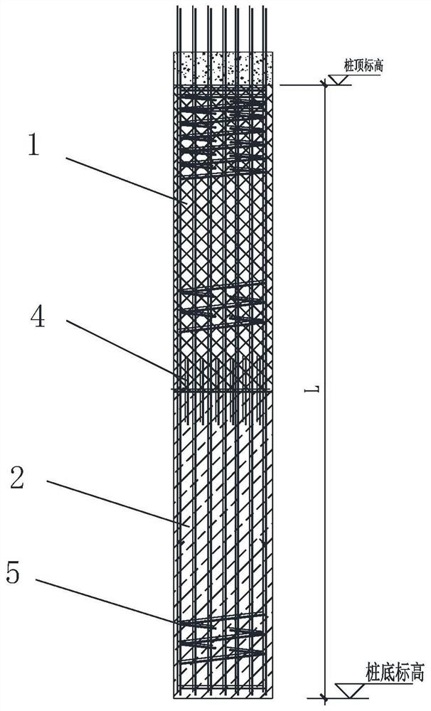 Pile body variable concrete strength grade cast-in-place pile and strength grade determining method thereof