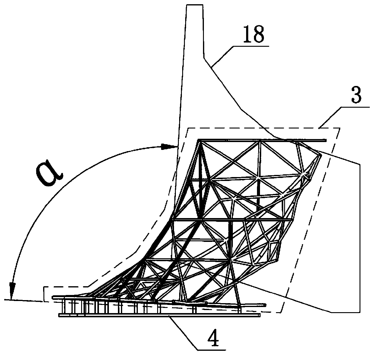 Space grid structure turn-over and base stripping construction method based on BIM technology