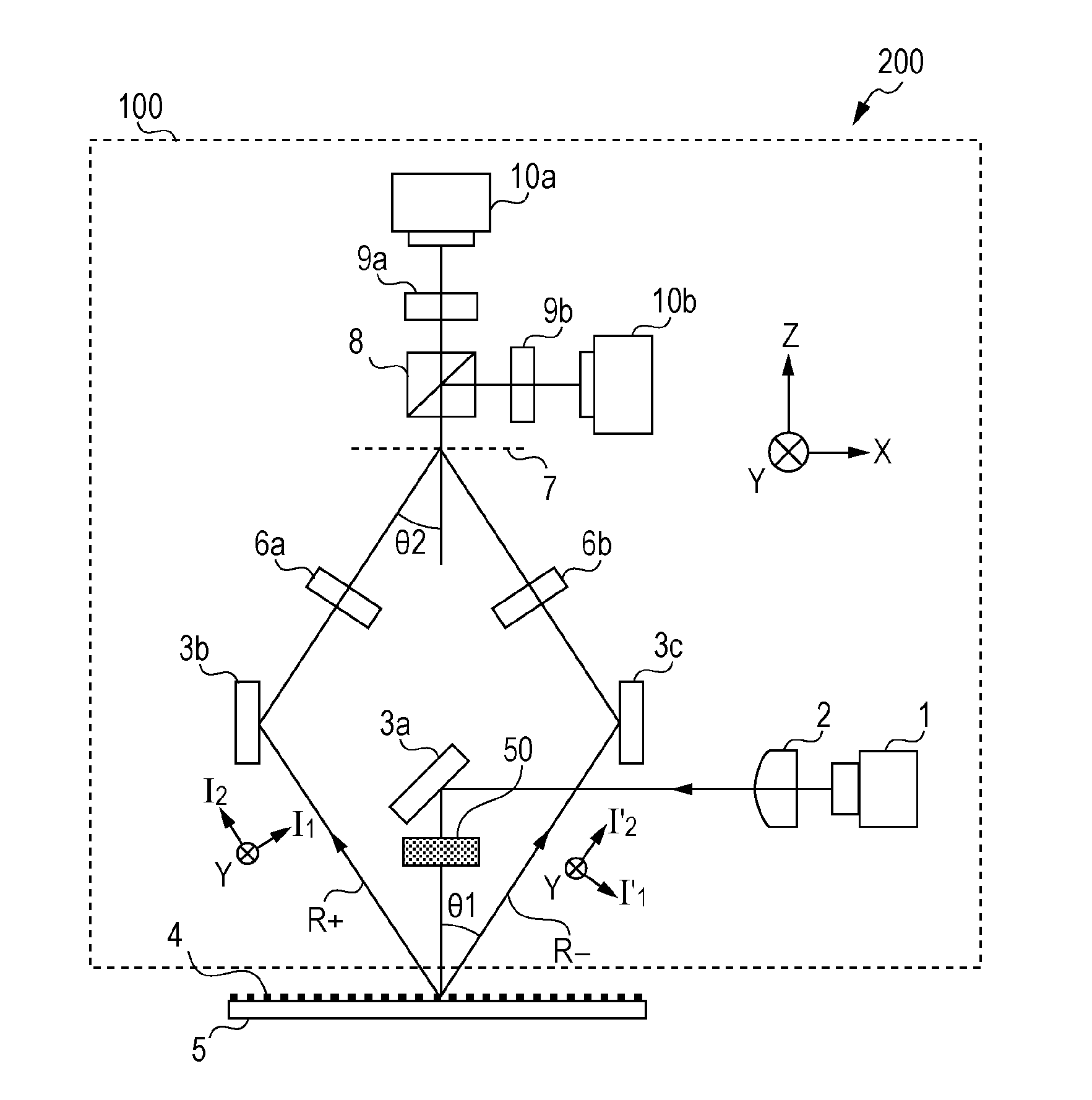 Displacement measurement device, exposure apparatus, and working device