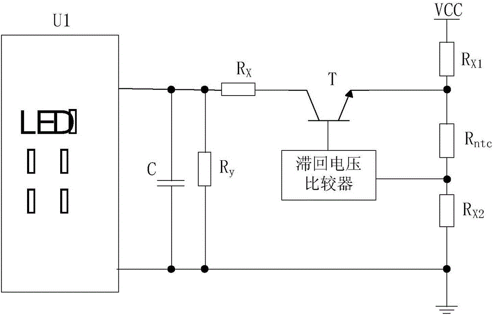 A working method of an active temperature-controlled LED high-power drive circuit