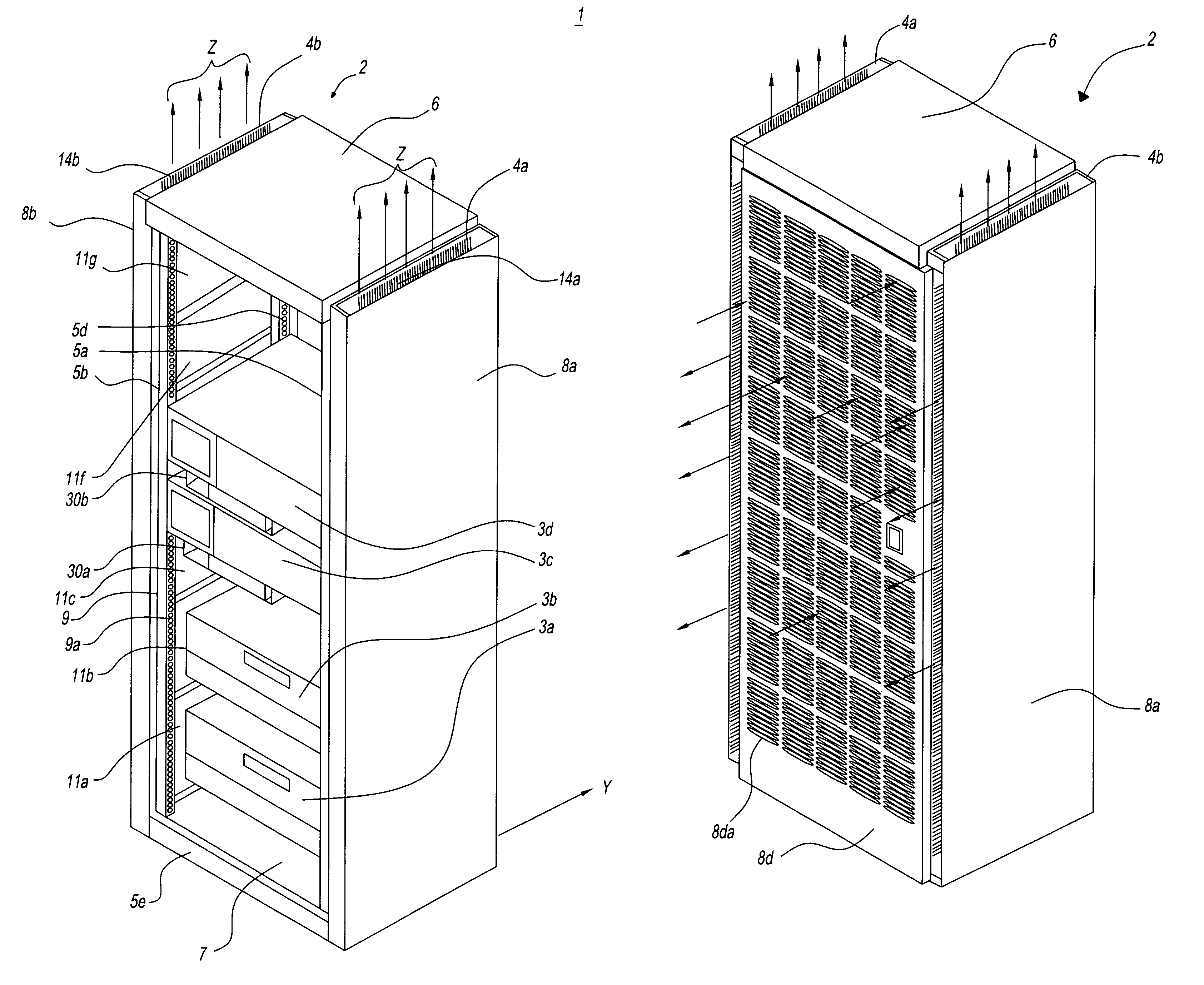 Instrument rack with direct exhaustion