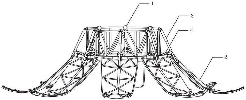 An integrated device for aerodynamic deceleration, soft landing and protection of a space probe