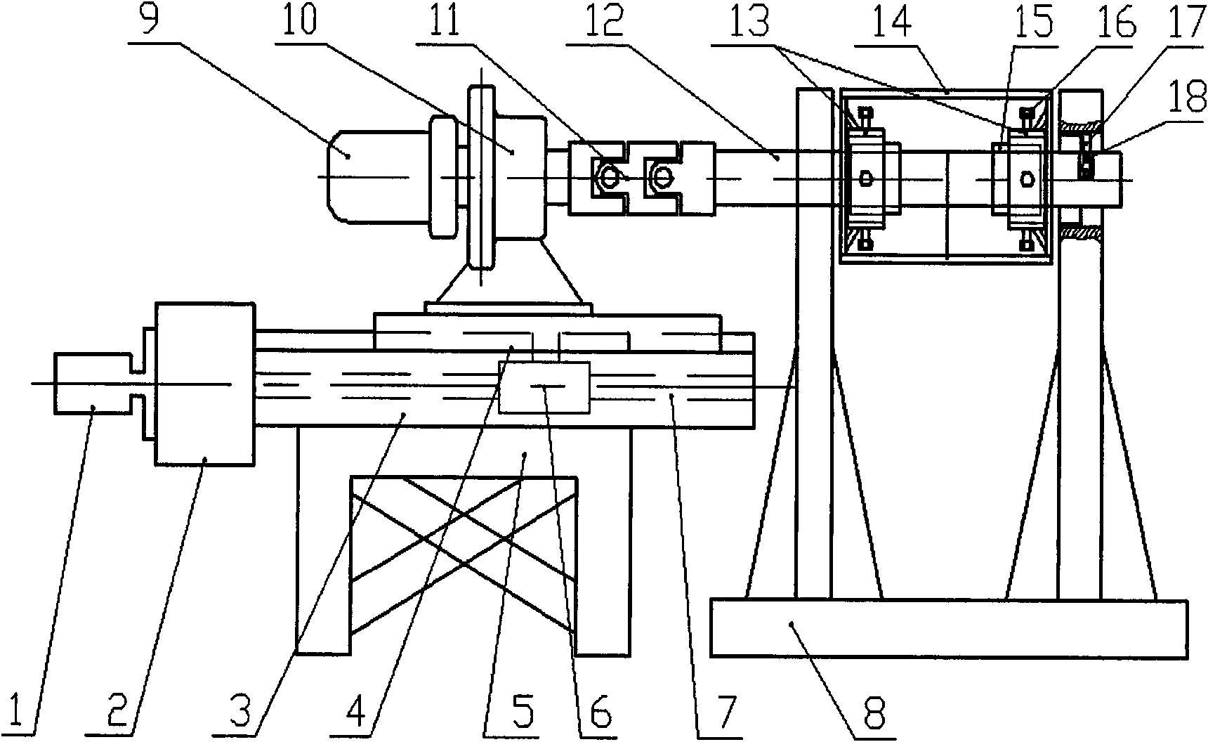 Movable boring device for tail wheel bracket of large towing winch