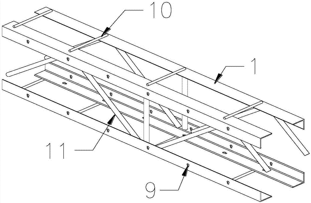 Floor surface structure assembled with internal keels and external formworks