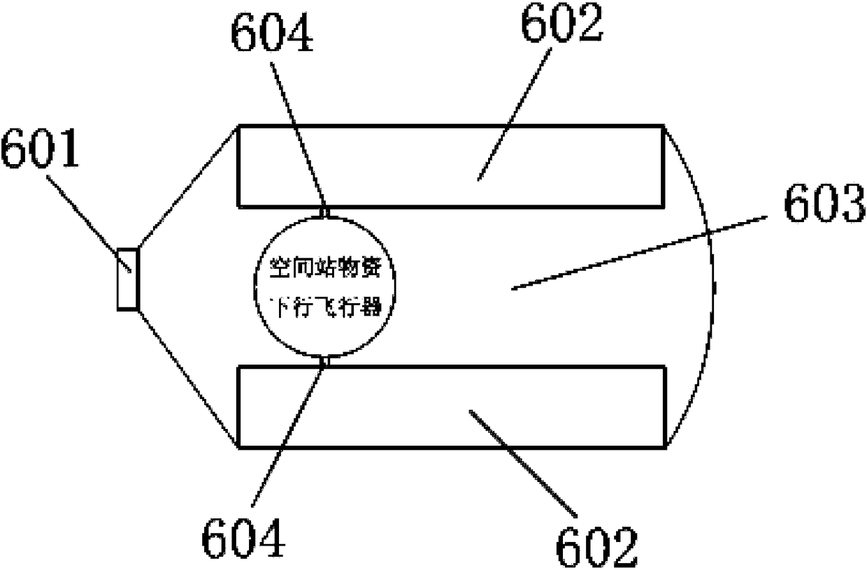 Material descending aircraft for space station