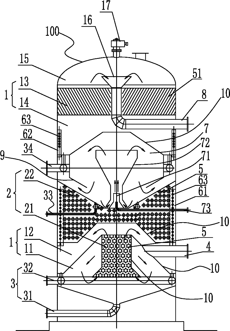 Pressure-bearing integral metallurgy sewage purifying treatment device