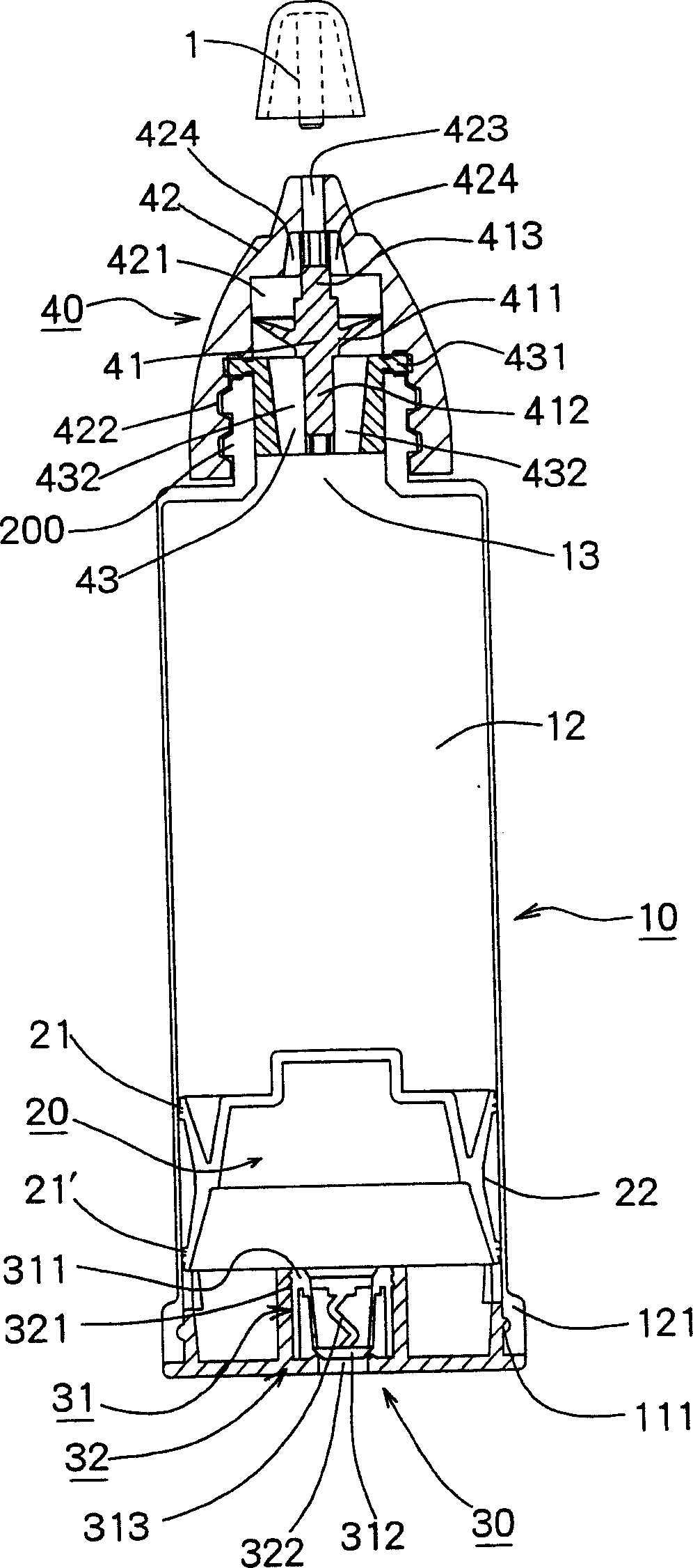 Fluid-storing and -dispensing container