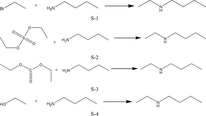 Method and used catalytic agent for synthesizing N-butylethylamine