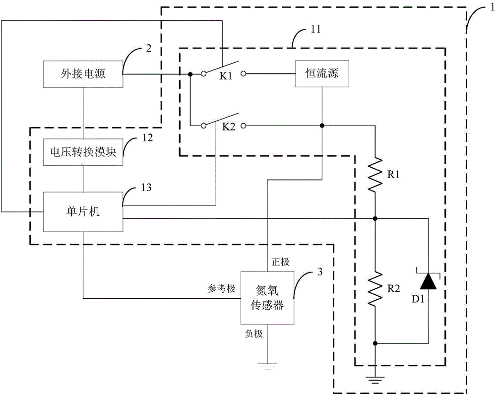 Nitrogen oxygen sensor heating detection apparatus and control method thereof