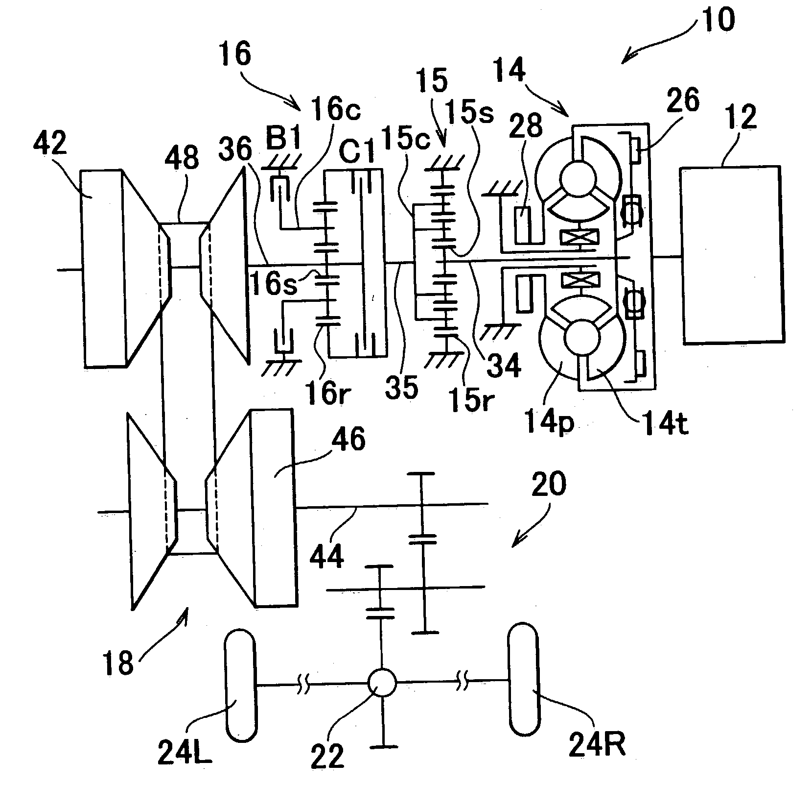 Driving system of motor vehicle