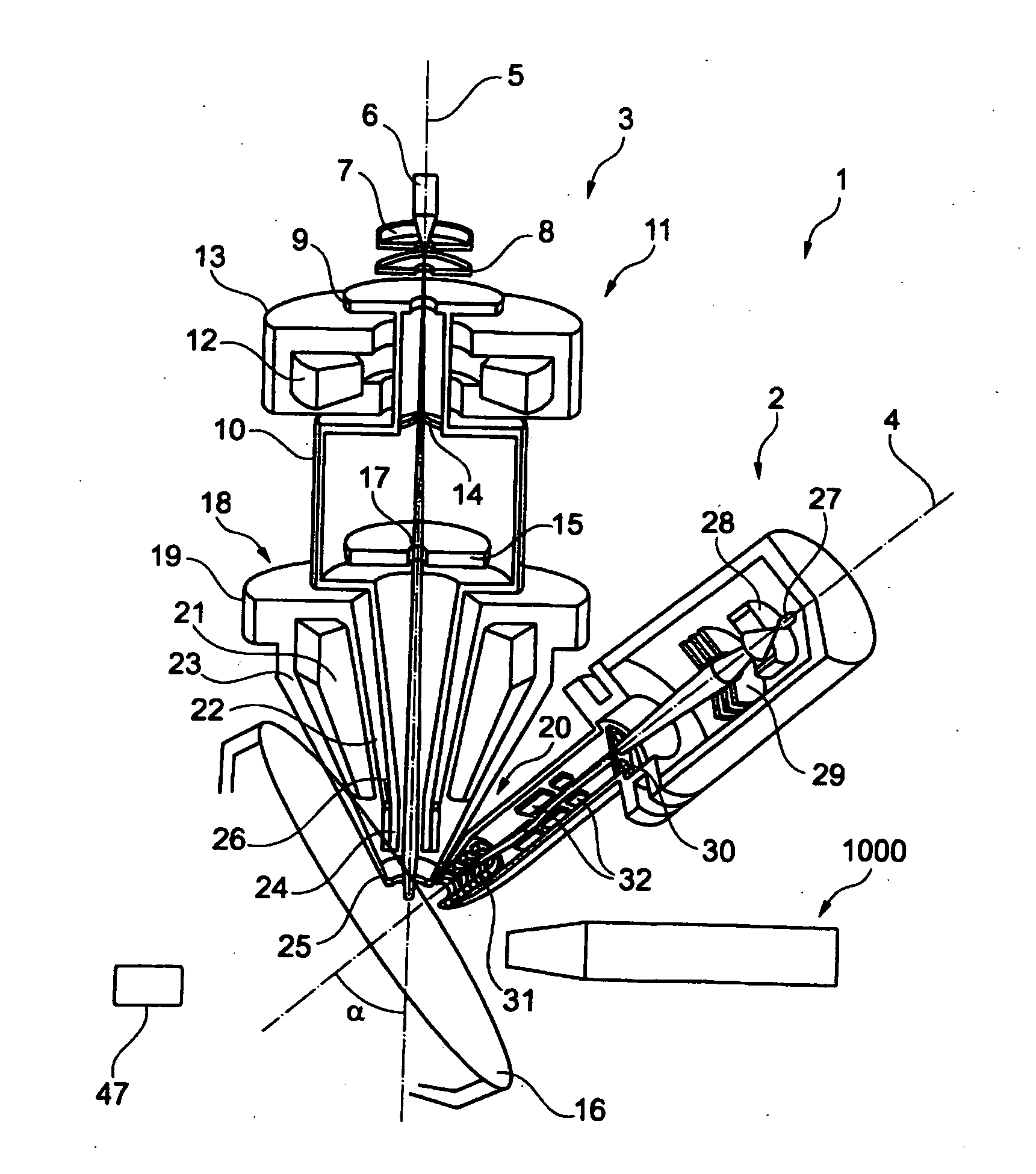 Apparatus for focusing and for storage of ions and for separation of pressure areas