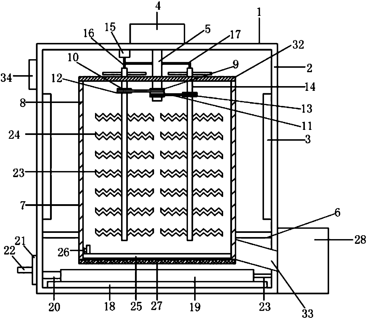 Novel tea leaf frying device and frying method