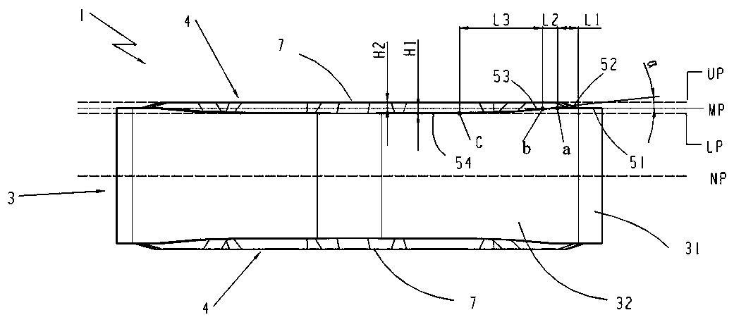 A double-sided groove cutting insert